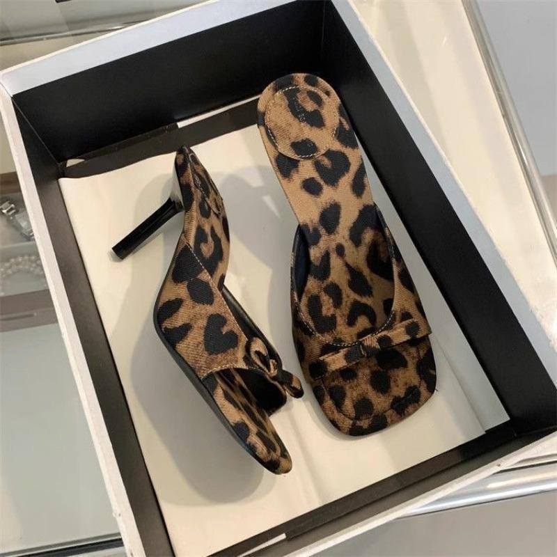 New Popular Designer Style Party Dress Women Slippers Shoes Butterfly-knot Summer Open Toe High Heel Ladies Slides Shoes