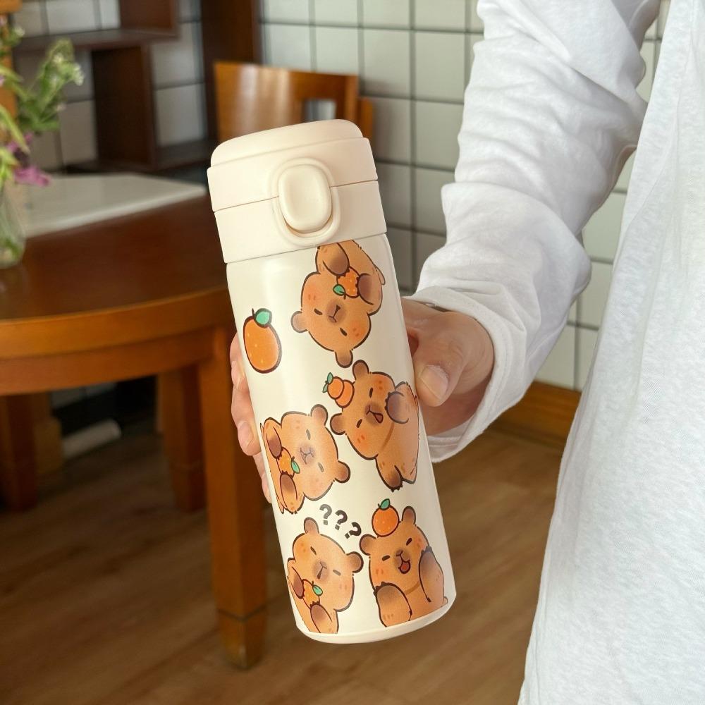 Portable 420ML Capybara Insulated Cup Large Capacity Keep Cold/Hot Vacuum Flask 304 Stainless Steel Leak-proof Thermal Mug