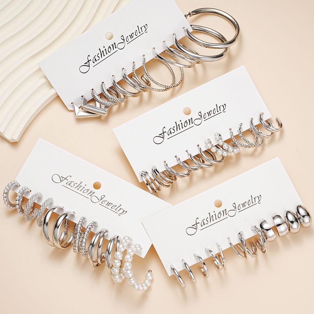 24pairs/set  Hoop Earring Set Women Hypoallergenic Twist  Earrings Accessories Jewelry