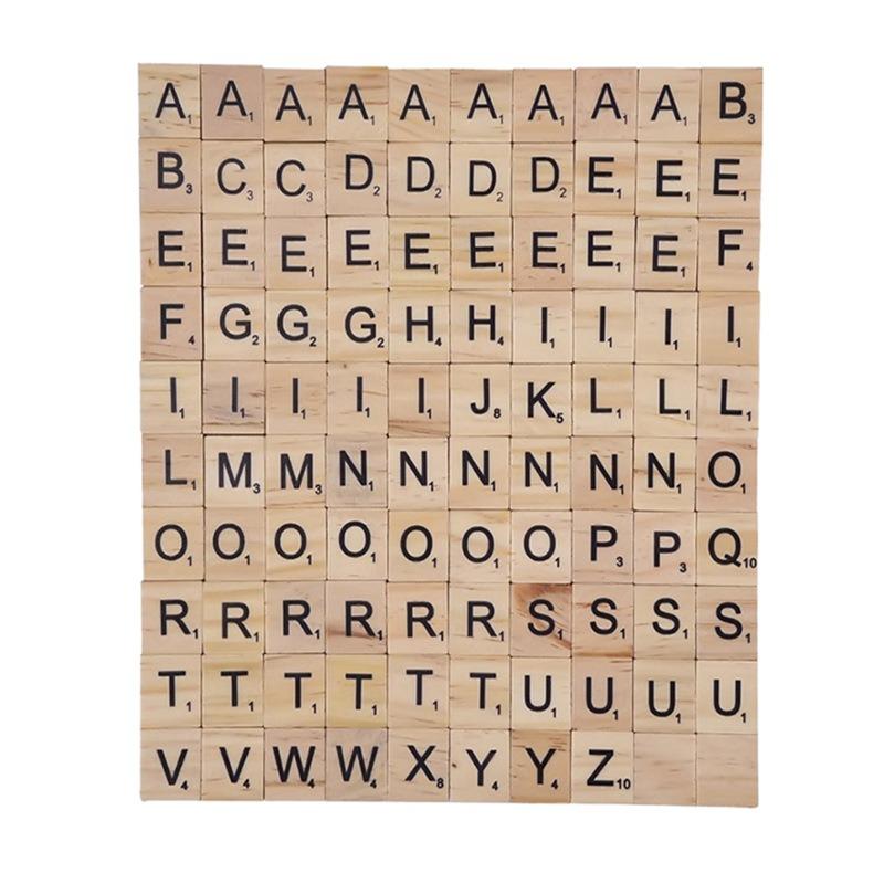 

100 Pcs Wood Tiles Letters 1 Complete Sets of Wood Tiles Clever and Delights Perfect for Crafts, Letter Tiles, Spelling 18mmX20mm