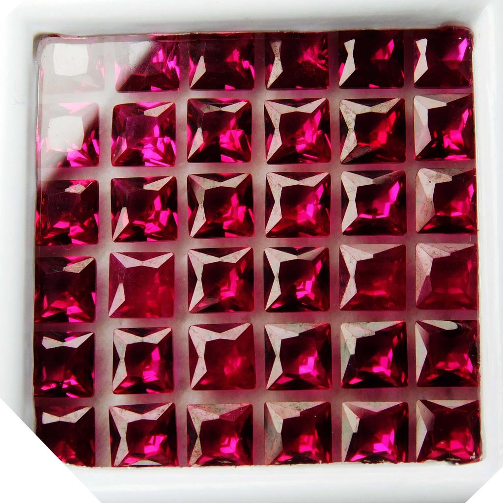20 PCS Natural Red Ruby Loose Gemstone Ring Size 5x5 Mm Square Cut Lot