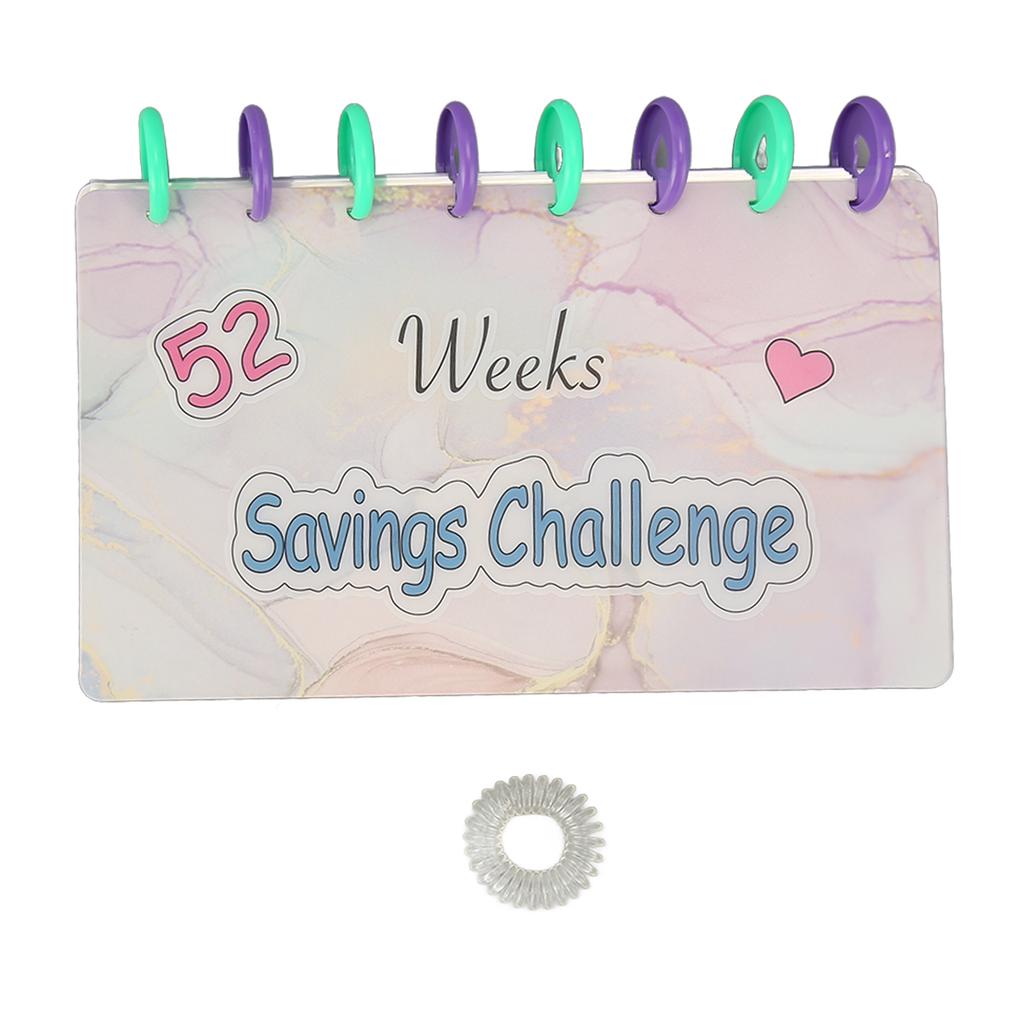 Segregator oszczędnościowy Wyzwanie oszczędzania przez 52 tygodnie Książka pieniędzy Zabawny segregator budżetowy Organizer książkowy z gotówką