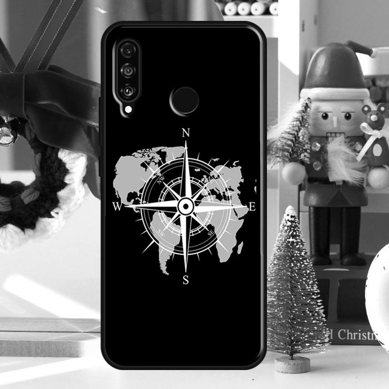 World Map Compass Nautical For Huawei Nova Y73 Y60 Y70 Y90 Y72 Y61 Y91 7i 8i 11i 12i 12s 9 10 SE P20 P30 P40 Lite Case