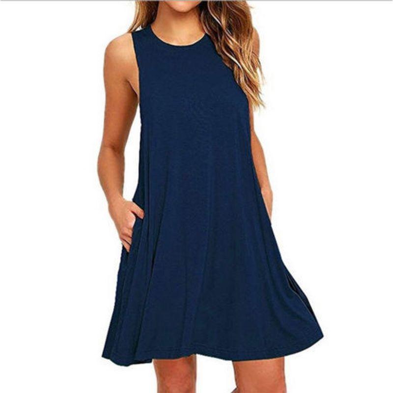 2018 Summer Women Casual Pocket Dress Ladies T Shirt Dresses