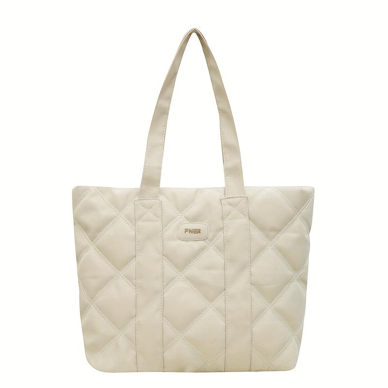 

Нейлоновая стеганая сумка-тоут для женщин, большой вместимости, универсальная сумка через плечо, прочная, на подкладке из полиэстера, для работы, для покупок бежевый