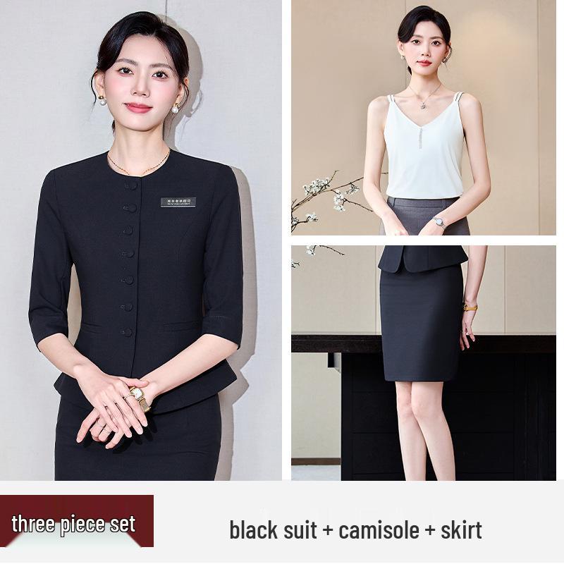 Women's Mid-Sleeve Professional Two-Piece Set for Spring/Summer/Autumn