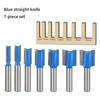 Blue Coated 8mm Shanks Router Bit 7Pieces Kit Wood Cutting Equipment For Wood Carving And Slot Cutting