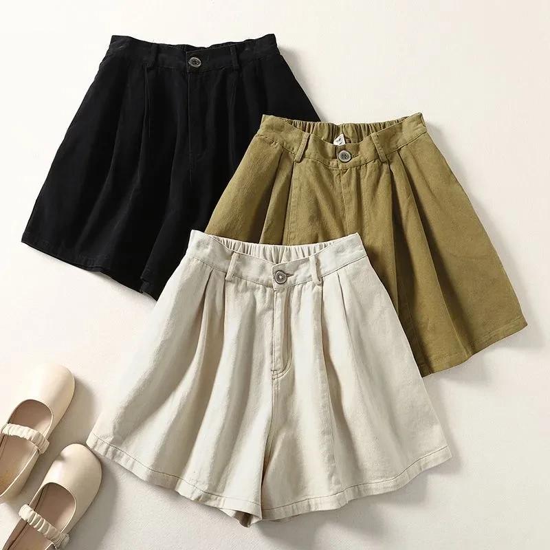 Shorts Pants Women Cotton Summer Versatile Vintage Loose Large Size Casual Wide Leg Pants Shorts