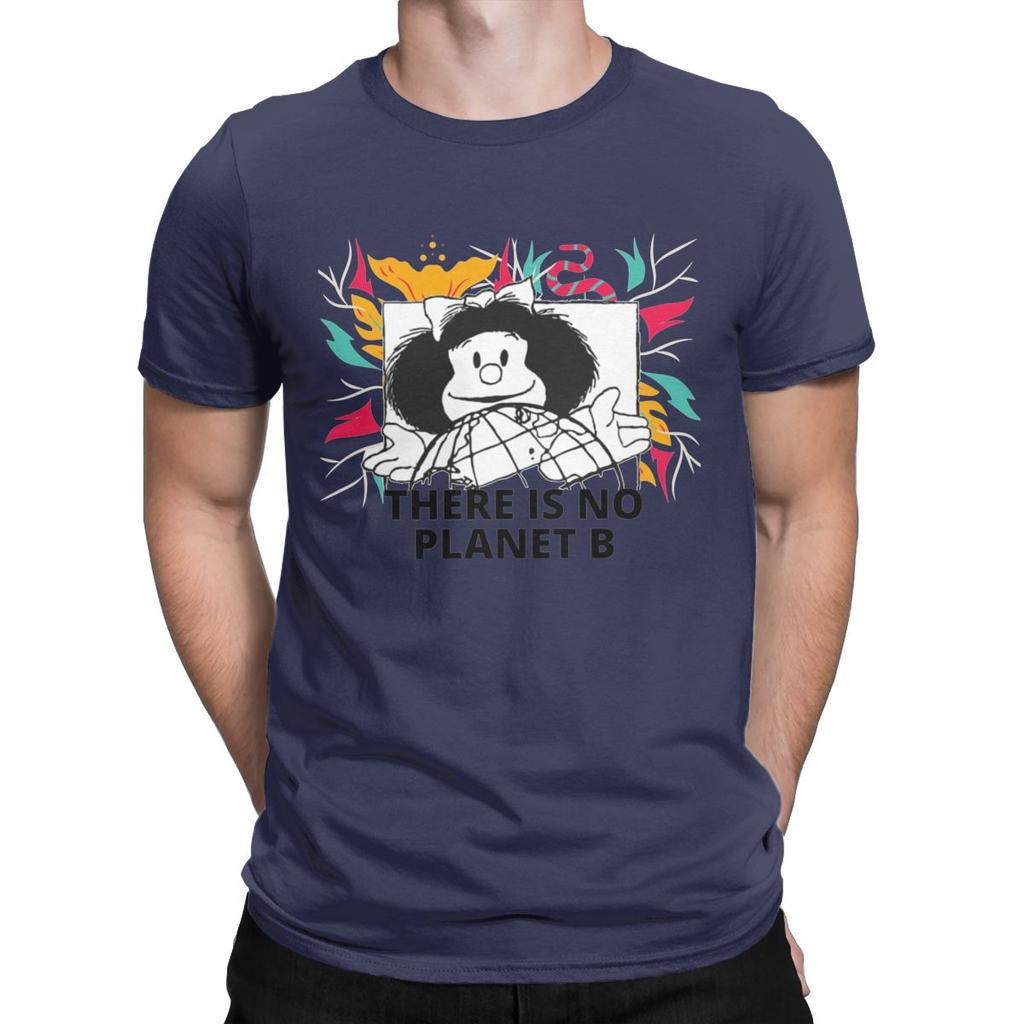 Mafalda There Is No Planet B T Shirt Men 100 Cotton Funny T Shirt Round Collar