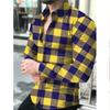 Trendy geometric print long-sleeve shirt, stylish and versatile for daily wear.