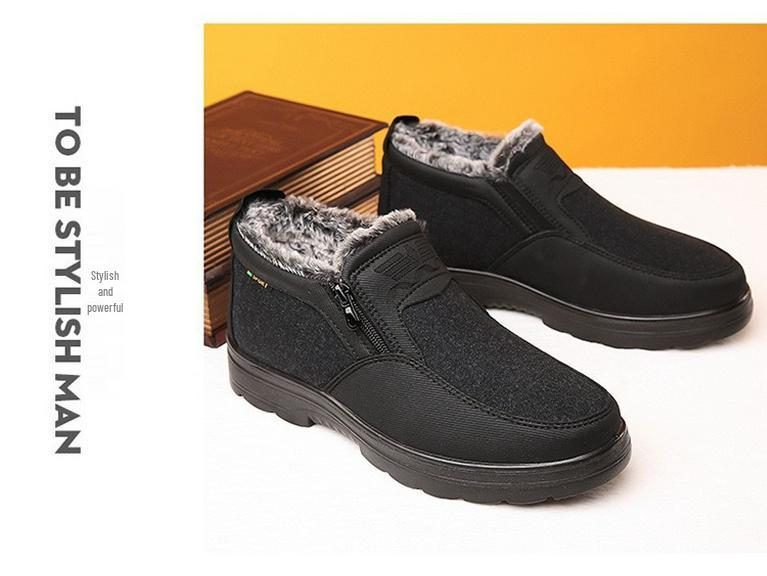 Men's Waterproof Non-Slip Winter Shoes - Thick Velvet Warmth for Middle-Aged and Elderly