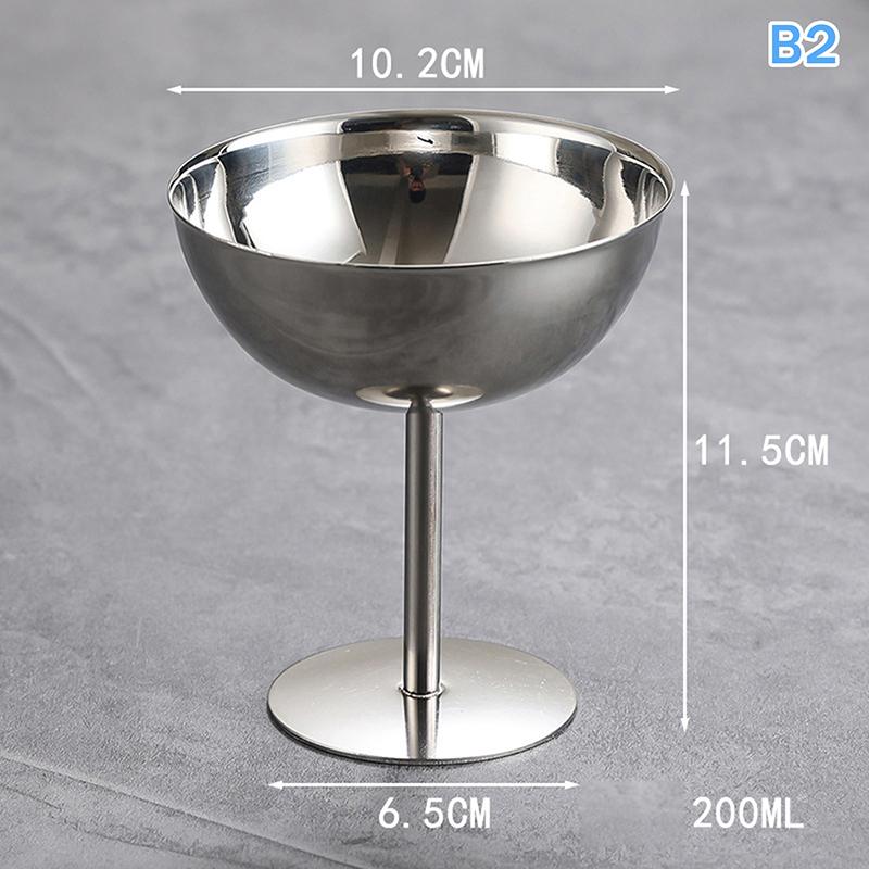 1pc Ice Cream Goblet Dessert Cup Stainless Steel Goblet Cup Ice Cream Dessert Salad Bowl Fruit Plate Snack Dish KTV Bar Supplies