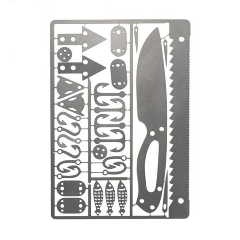 Scheda con Amo da Pesca in Acciaio Inossidabile Strumento Multifunzione Portatile per Pesca e Caccia Gadget EDC per Campeggio e Sopravvivenza