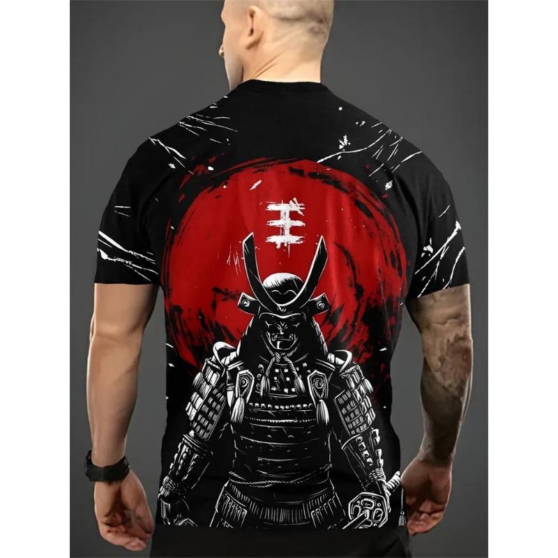 3D tričko s potiskem Válečník Samuraj Pánské módní tričko s kulatým výstřihem a krátkým rukávem s grafikou