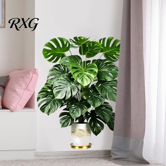 Bathroom Window Privacy Clings Green Plant Wall Stickers, Tropical Monstera Areca Palm Decals, Waterproof Glass Door Decorative Films PVC Leaf Art for