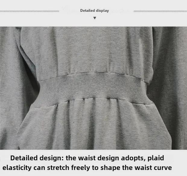 Korean Style Autumn/Winter Long Sleeve Waisted Sweater Dress for Women - Trendy Round Neck Design