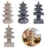 Estatua Pagoda Solar Resistente a la Intemperie Estatua de Jardín, 3/4 Niveles Resina Adorno Exterior para Césped, LED Creativo Decoración de Paisaje para Patio Adorno