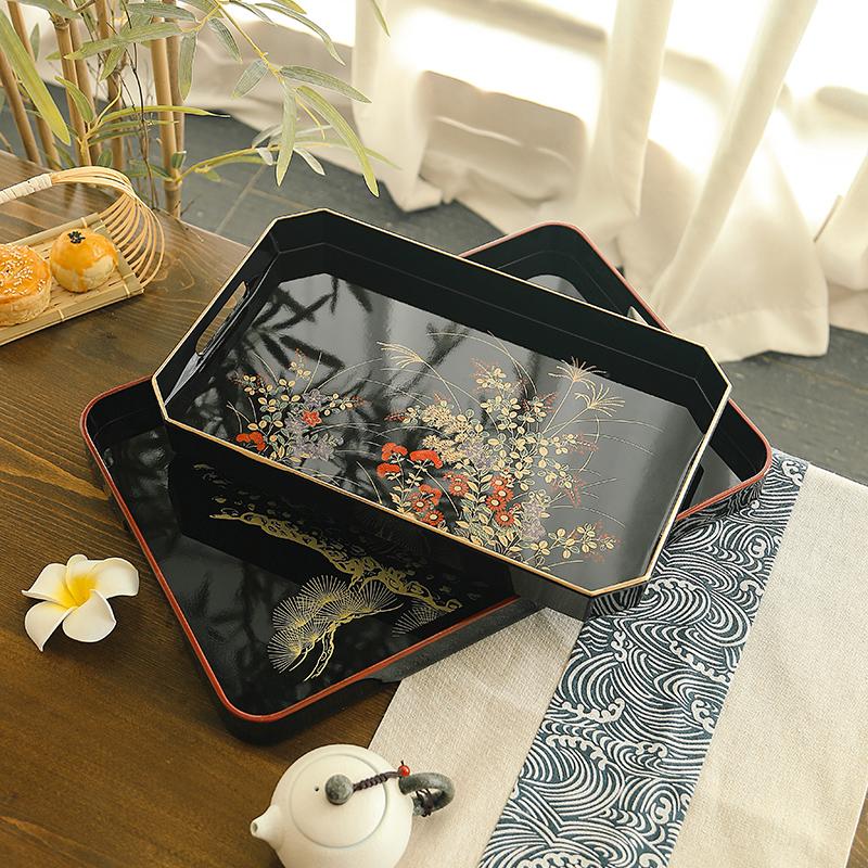 Japanese Lacquer Rectangular Tray Commercial Catering Luxury High-end Home Tea Tray Modern Stylish