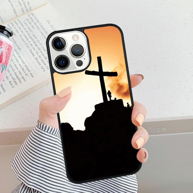 Cross on Bible Christian Catholic phone Case For iPhone 16 15 14 Plus XR XS apple 16 11 12 13 mini Pro Max coque