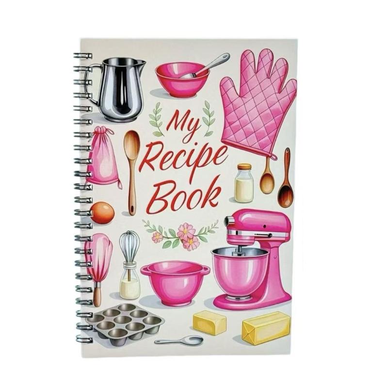 Coil Binding Recipe Planner Notebook for Writing and Meal Organization Cooking Book for Portability in Homes Kitchen Use