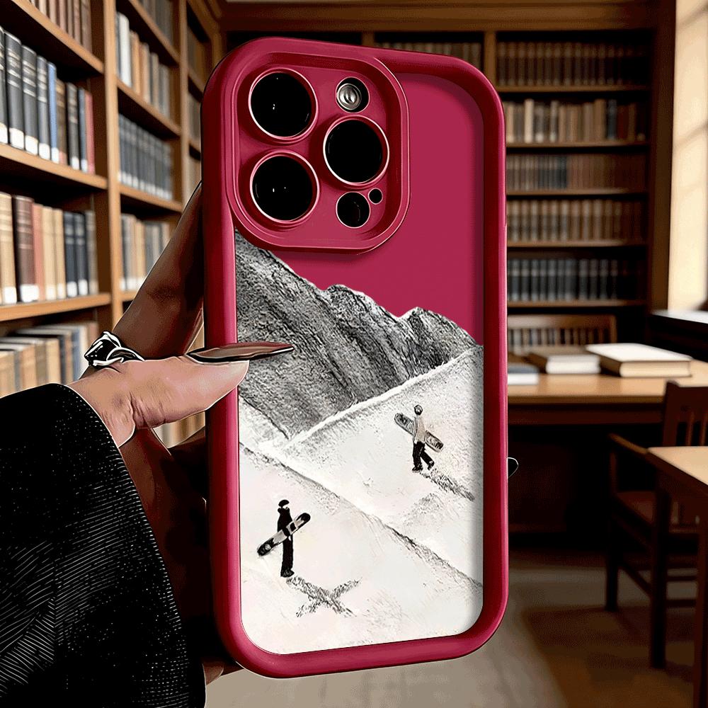 Snowboarders on Mountain Slope Shockproof Phone Case For Xiaomi Redmi Note 15 14 13 12 11 10 9 8 Pro Anti-Slip Anti-Fall Cover Redmi 8