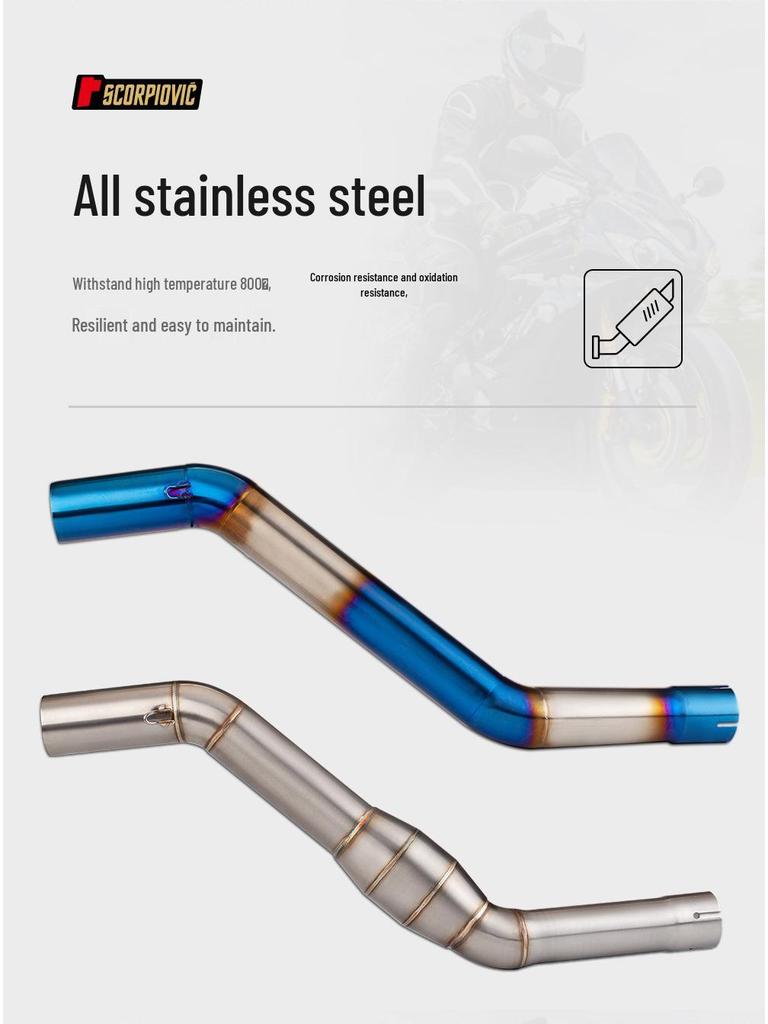 CFMOTO NK400/NK650 Stainless Steel Silencer Exhaust Pipe with Backpressure Drum.