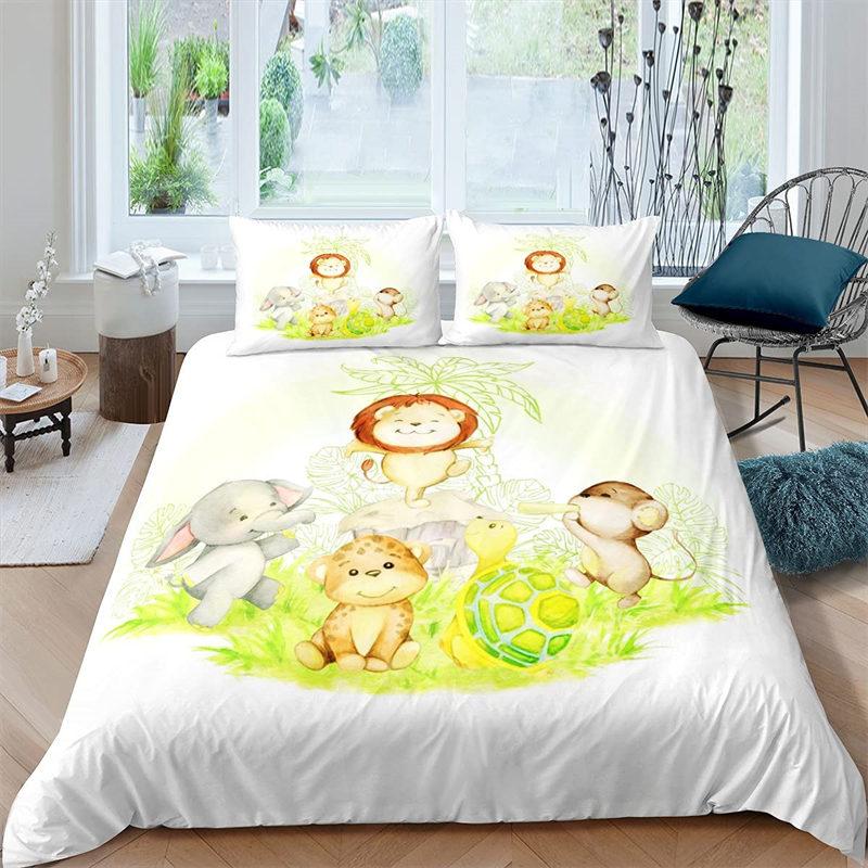 Children Kids Monkey Soft Duvet Cover Lovely Carton Animal Beding Set Lovely Litle Monkey Warm Comforter Cover For Young Boys Young Girls Child Bedrom