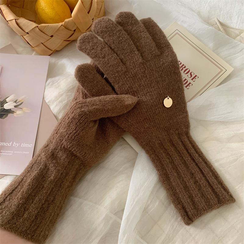 Neujahrsrote gestrickte Wollhandschuhe für Damen Winter Koreanischer Stil Fingerlos Touchscreen Studentenpaare zum Warmhalten