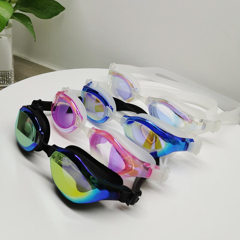 Clear Non-prescription Myopia Swimming Goggles Children's Silicone Swimming Goggles Waterproof and Anti-fog Electroplated Swimming Goggles