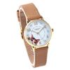Calico Cat Beckoning Cat Genuine Leather Wristwatch, Beige