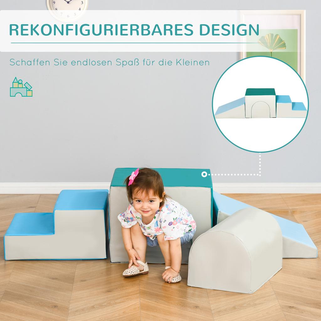 4-teiliges Weichbaustein-Set für Kleinkinder 1-3 Jahre, Mehrfarbig