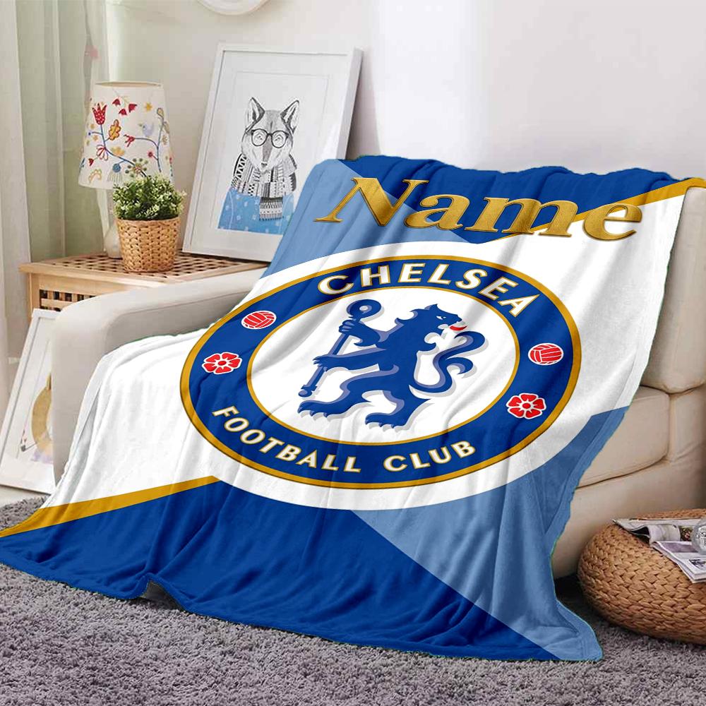 Custom Name Chelsea Football Club Theme Printed Blanket Perfect For Couch Bed Travel Outdoor Use Machine Washable Cozy Durable