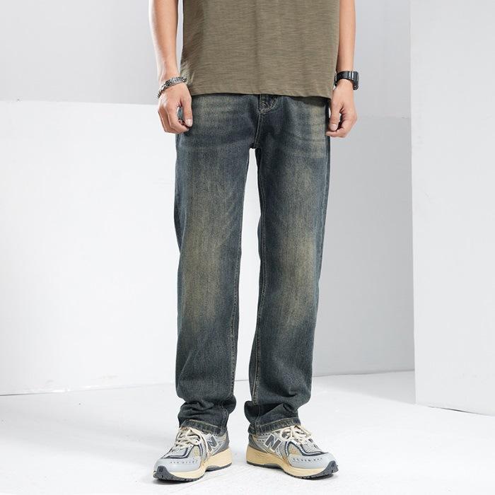 

Весенне-летние новые мужские свободные прямые американские ретро уличные стрейч джинсы 40