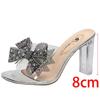 Fashion Rimocy High Heels Crystal Bowtie Slippers Women 2025 Summer Open Toe Transparent Pvc Sandals Woman Clear Heeled Party Slides