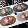 Oval Placemat Double-sided Cowhide Pattern Leather Western Dining Mat High-end Light Luxury Thermal Insulation Mat Dining Table Mat