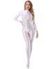 Womens Mock Neck Zipper Back Bodystocking Glossy Full Body Long Sleeve Sportswear Nightwear