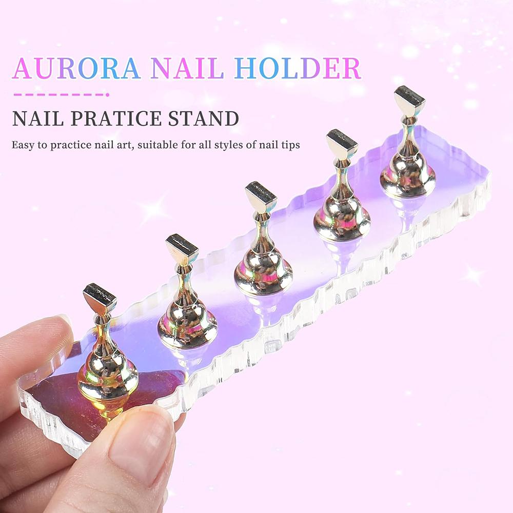 2pcs Nail Stand Hand Practice Magnetic Nail Art Tools for Homes and Salons