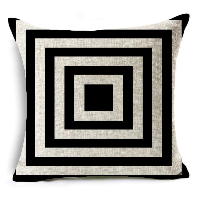 New Simple Pillowcase Black and White Geometric Wavy Linen Hug Mat Cover 45*45cm