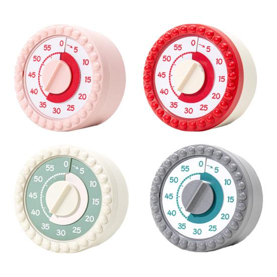 55-Minute Pink Mechanical Kitchen Timer Cooking Baking Eggs Loud Alarm Kitchen Timer Magnetic Back Visual Timer