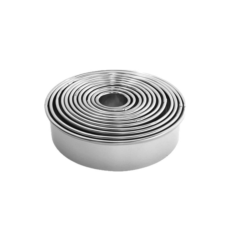 11dílná sada kulatých forem: Formičky na sušenky, Kroužky na pěnu, 12 vykrajovátek na těsto na knedlíky, Kroužky na rýžové koláče, Fritování kukuřice, Nerezová ocel.