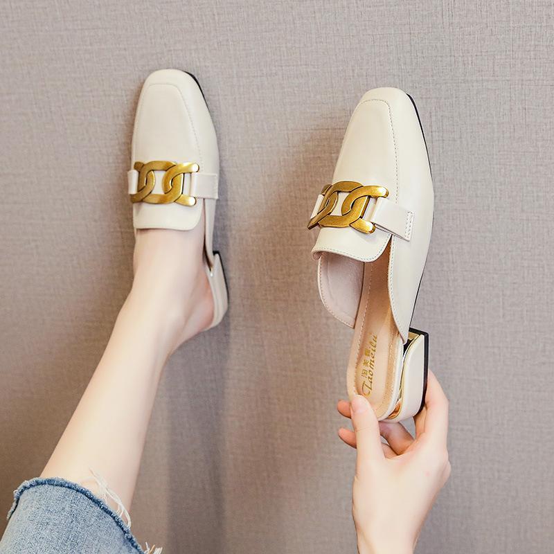 

Slippers women s outer wear 2025 new summer lazy thick heel bag head half slippers fashionable flat bottom large size cool slippers women 33 абрикосовий