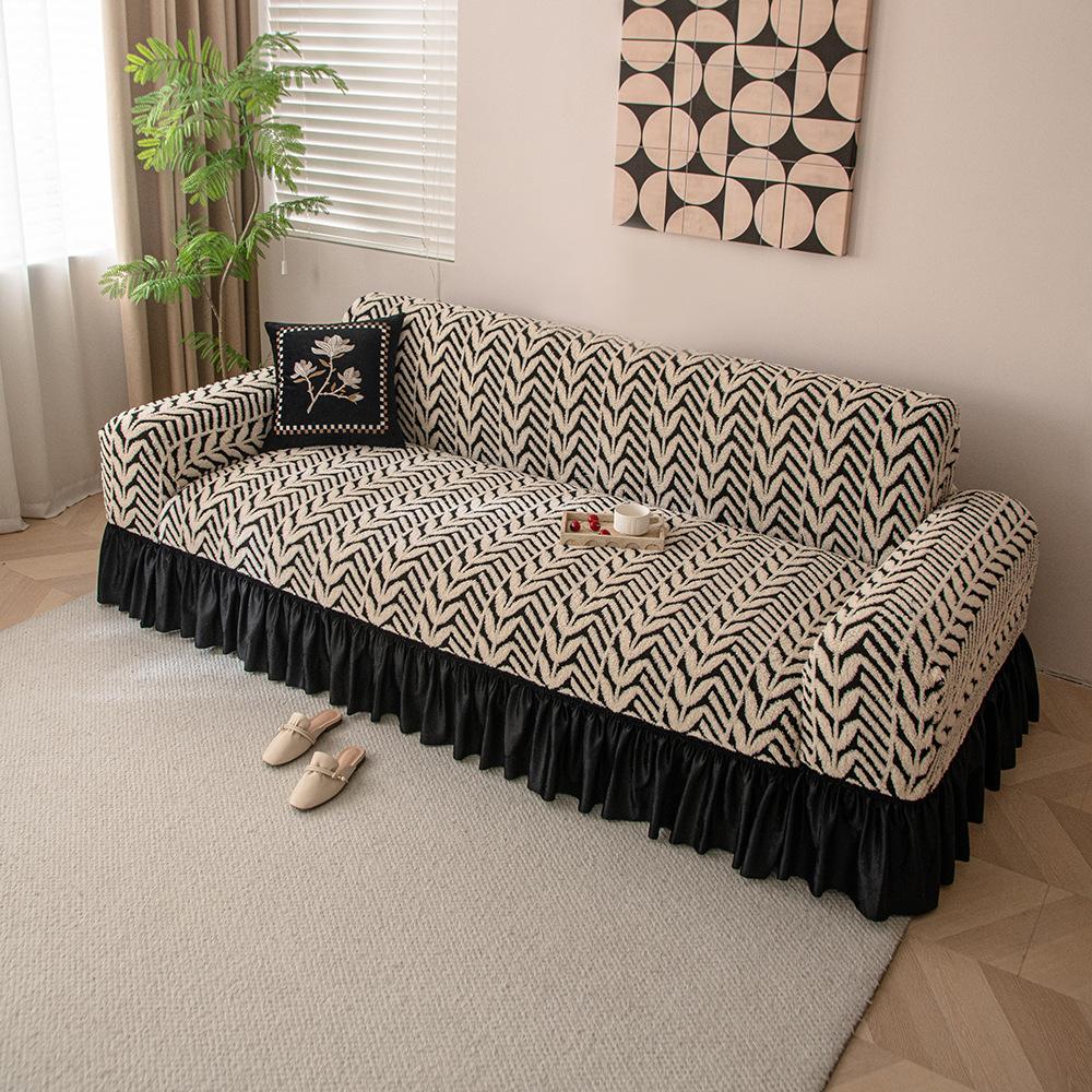 Shu Cotton Velvet Skirt Sofa Cover New Winter Plush Sofa Cover All-Inclusive Universal Anti-Cat Scratch Protective Cover