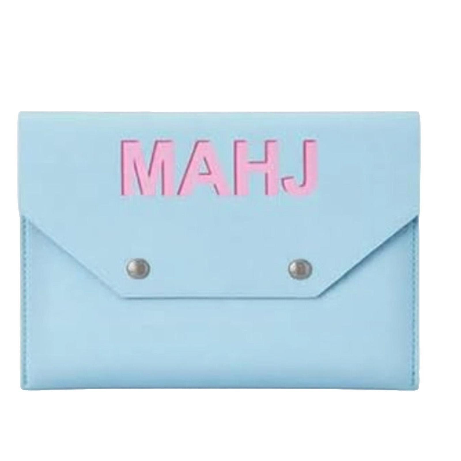 

Portable Mahjong Tile Storage Case PU Leather Card Holder Organizer with Secure Button Closure for Game Accessories S