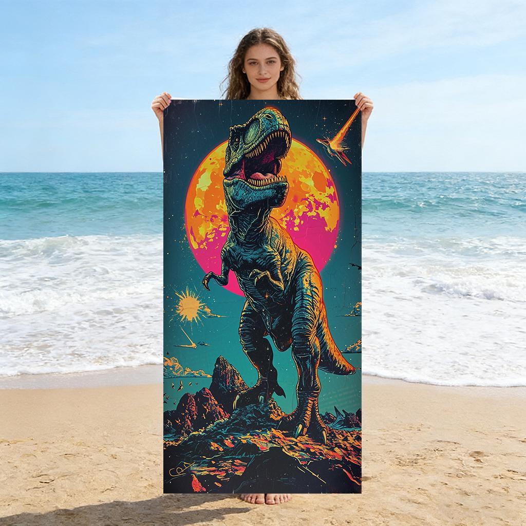 1 Stück Tyrannosaurus Rex Strandtuch Schnelltrocknendes Handtuch für Strand Pool Sport Yoga Fitnessstudio Zuhause Handtuch Geschenk für Freunde Sandfreies Handtuch