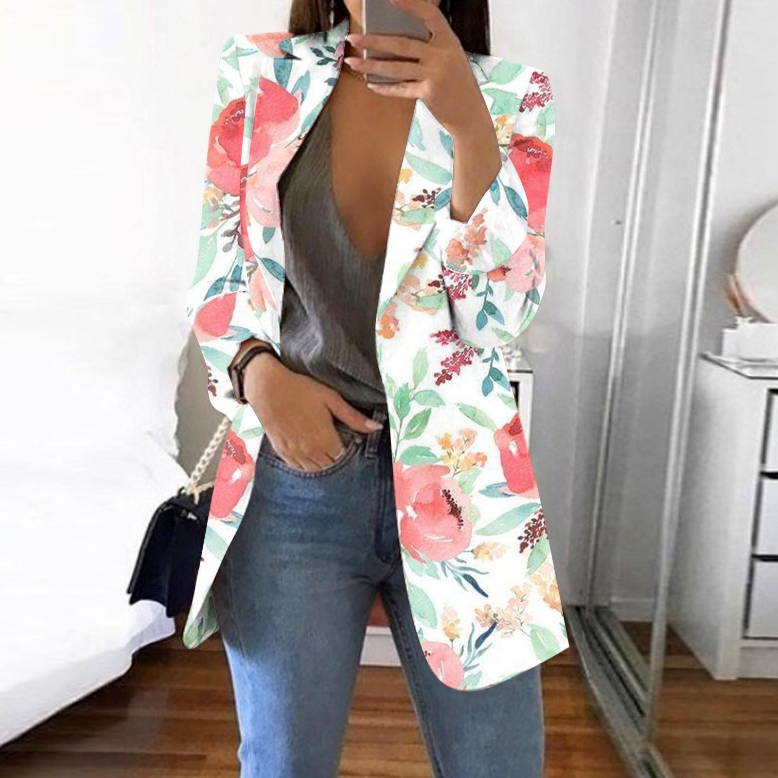 

Жіночий повсякденний модний піджак із довгим рукавом і принтом на ґудзиках XXXL рожевий