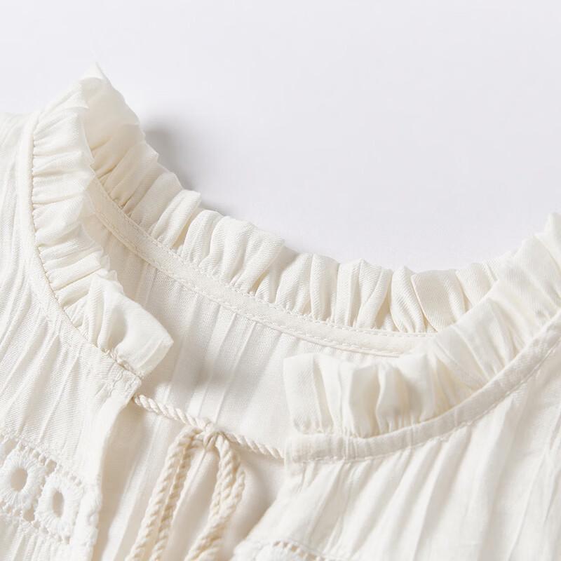 Xiangying French Lace Bohemian White Summer Midi Dress