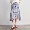 Women's Bohemian Floral Lyocell Linen A-Line Midi Skirt