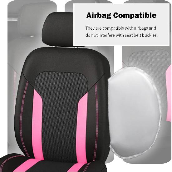 2 Pack Universal Car Seat Cover With Breathable Mesh Backrest,Comfortable Car Seat Protector With Foam Padding And Retaining Buckle,Highly Elastic