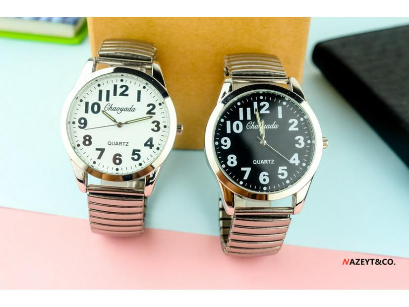 Large Number Luminous Elderly Quartz Watch with Waterproof Stainless Steel Elastic Band