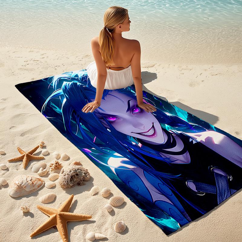 Beach Towel with Jinx Pattern - Soft,absorbent,machine Washable Lightweight&Modern,swimming,Travel Essentials